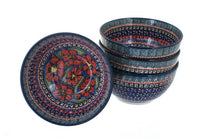 Polish Pottery Jungle Flower 4 Piece Dessert Bowl Set