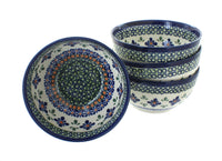 Polish Pottery Mosaic Flower 4 Piece Dessert Bowl Set