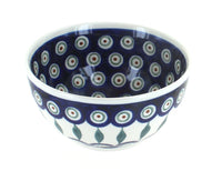 Polish Pottery Peacock Dessert Bowl