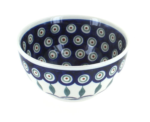 Polish Pottery Peacock Dessert Bowl