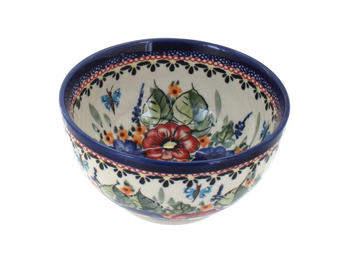 Polish Pottery Floral Butterfly Dessert Bowl
