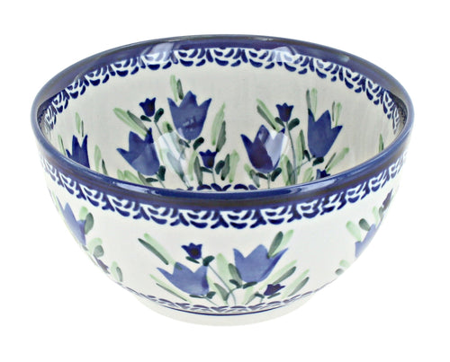 Polish Pottery Blue Tulip Dessert Bowl