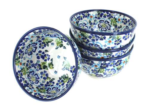 Polish Pottery Vintage Violet 4 Piece Dessert Bowl Set