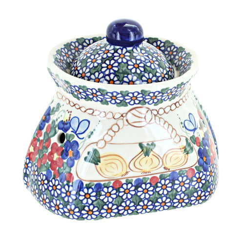 Polish Pottery Garden Butterfly Small Garlic Keeper