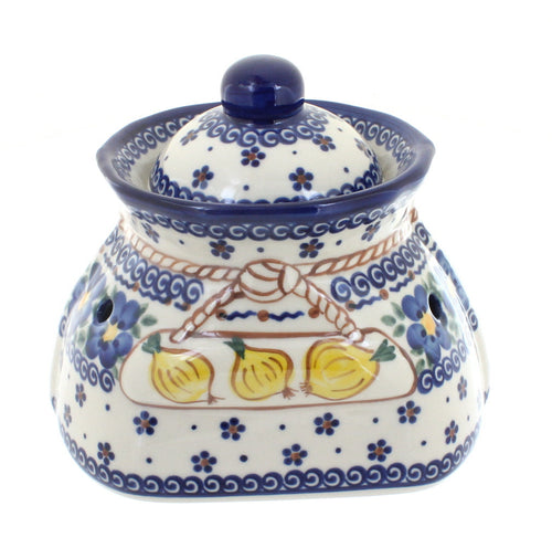 Polish Pottery Spring Blossom Small Garlic Keeper