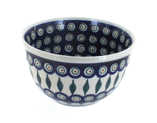 Polish Pottery Peacock Small Mixing Bowl