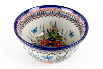 Floral Butterfly Medium Mixing Bowl Polish Pottery