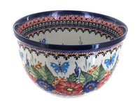 Polish Pottery Floral Butterfly Medium Mixing Bowl