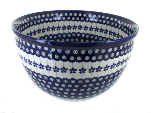 Polish Pottery Flowering Peacock Large Mixing Bowl