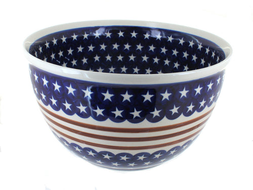 Polish Pottery Stars & Stripes Large Mixing Bowl