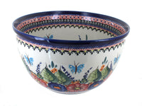 Polish Pottery Floral Butterfly Large Mixing Bowl