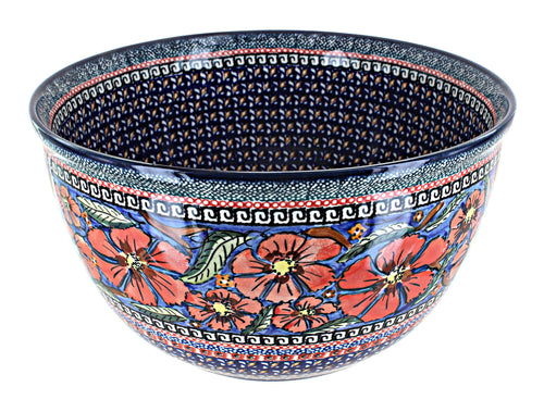 Polish Pottery Jungle Flower Large Mixing Bowl