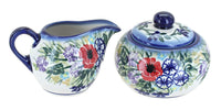 Polish Pottery Summer Garden Sugar Bowl & Creamer Set
