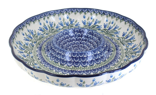 Polish Pottery Tulip Bouquet Chip & Dip Plate