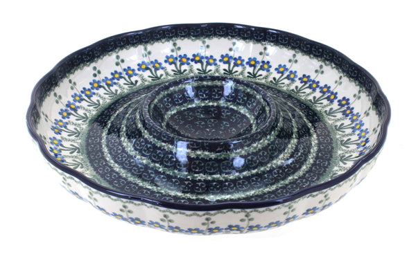 Blue Posy Chip & Dip Plate