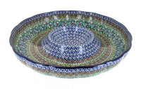 Polish Pottery Mardi Gras Chip & Dip Bowl