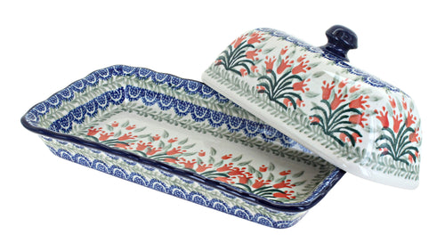 Spring Tulip Butter Dish Polish Pottery