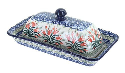 Polish Pottery Spring Tulip Butter Dish