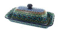 Polish Pottery Mardi Gras Butter Dish