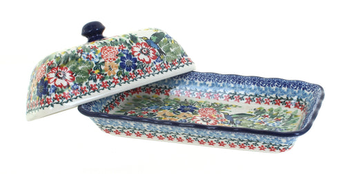 Hummingbird Butter Dish Polish Pottery