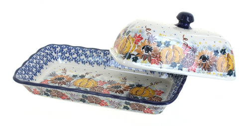 Harvest Bounty Butter Dish Polish Pottery