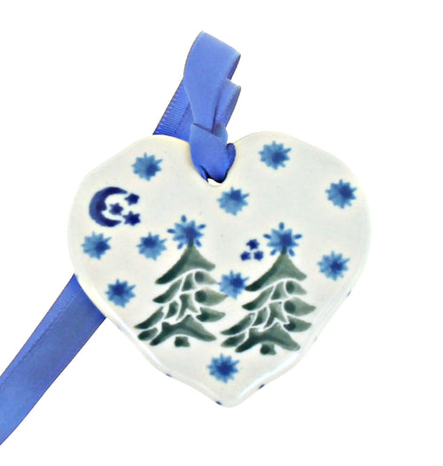 Polish Pottery Evergreen Magic Heart Ornament