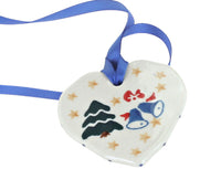 Polish Pottery Winter Bells Heart Ornament