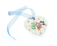 Polish Pottery Holly Heart Ornament