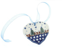 Polish Pottery Rustic Pines Heart Ornament