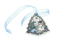 Polish Pottery Snowman Tree Ornament