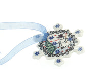 Polish Pottery Snowman Snowflake Ornament
