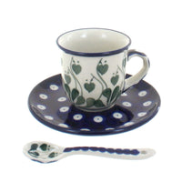 Alyce Espresso Cup & Saucer with Spoon Polish Pottery