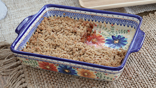 Autumn Burst Baker with Handles Polish Pottery