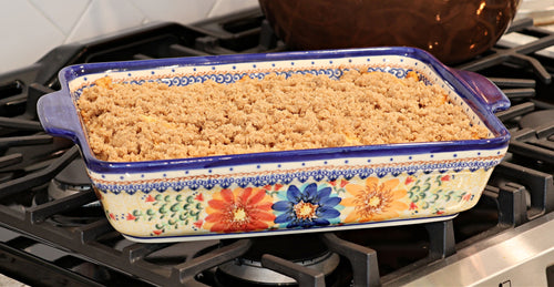 Autumn Burst Baker with Handles Polish Pottery