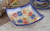 Autumn Burst Large Square Bowl Polish Pottery