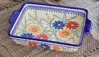 Autumn Burst Baker with Handles Polish Pottery