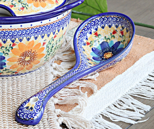 Autumn Burst Soup Ladle Polish Pottery