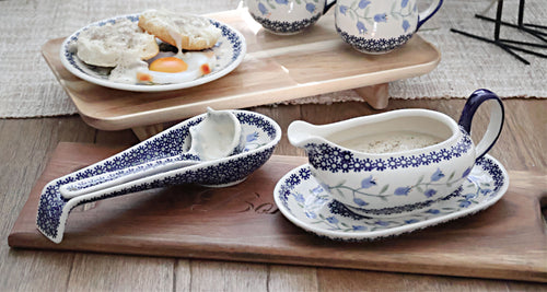 Tulip Gravy Boat & Ladle Polish Pottery