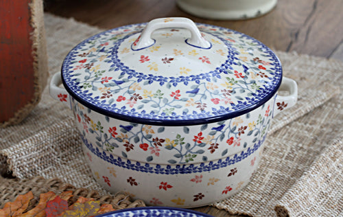 Autumn Grove Covered Round Baker Polish Pottery