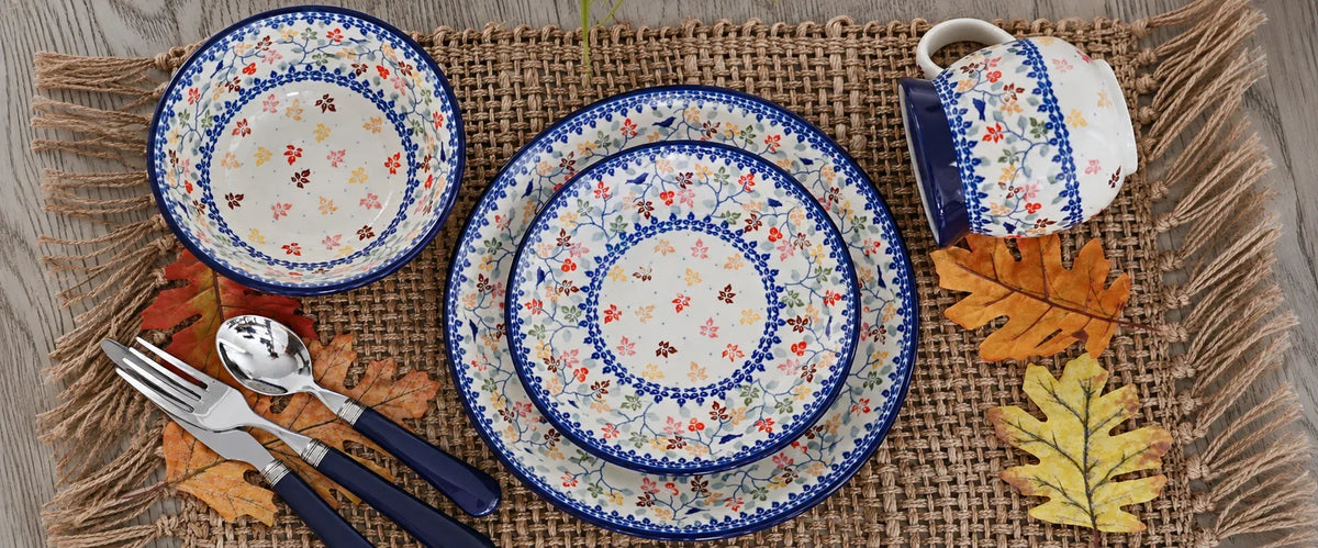Polish Pottery Mosaic Flower