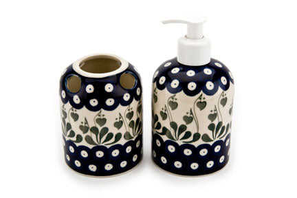 Alyce Soap Dispenser & Toothbrush Holder Polish Pottery