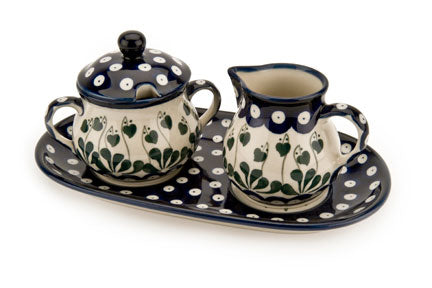 Alyce Small Cream & Sugar Set with Tray Polish Pottery