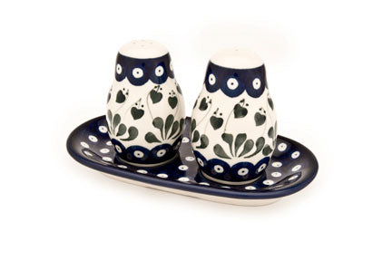 Alyce Salt & Pepper Shakers with Tray Polish Pottery