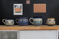 Blue Tulip Bell Shaped Mug Polish Pottery