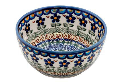 Aztec Flower Dessert Bowl Polish Pottery