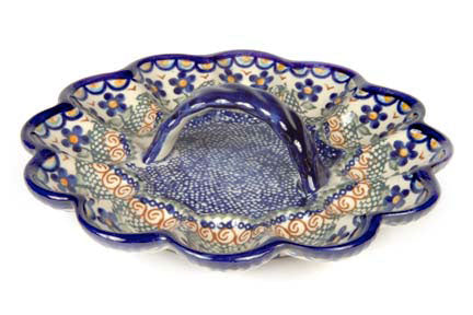Aztec Flower Egg Plate Polish Pottery