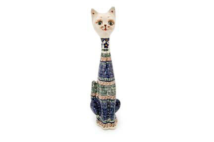 Aztec Flower Large Cat Polish Pottery