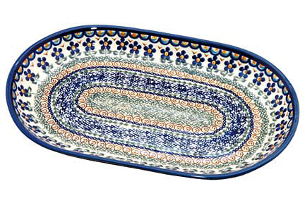 Aztec Flower Large Oval Dish Polish Pottery