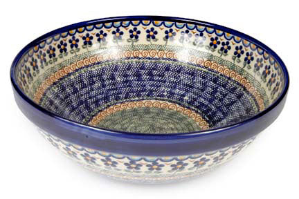 Aztec Flower Medium Serving Bowl Polish Pottery
