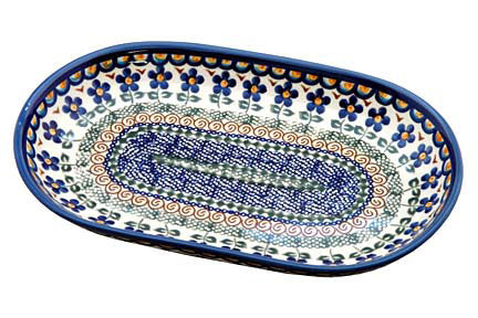 Aztec Flower Medium Oval Dish Polish Pottery